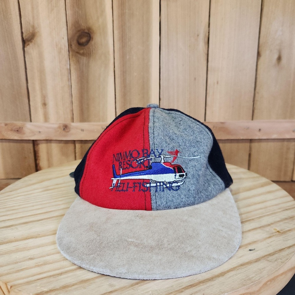 Vintage Nimmo Bay Resort Heli Fishing Wilson Hat Cap Strap Back Mens L Wool